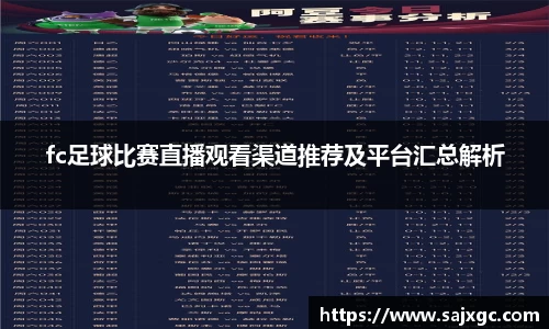 fc足球比赛直播观看渠道推荐及平台汇总解析