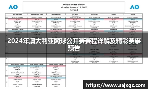 2024年澳大利亚网球公开赛赛程详解及精彩赛事预告